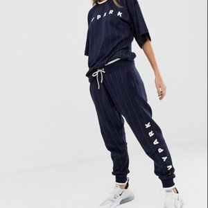 Ivy Park Baseball Pinstripe Joggers Navy Blue